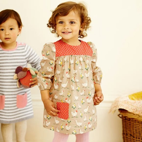 Chicken Goose Farm Girls Long Sleeve Farm Dress - Picture 2 of 3